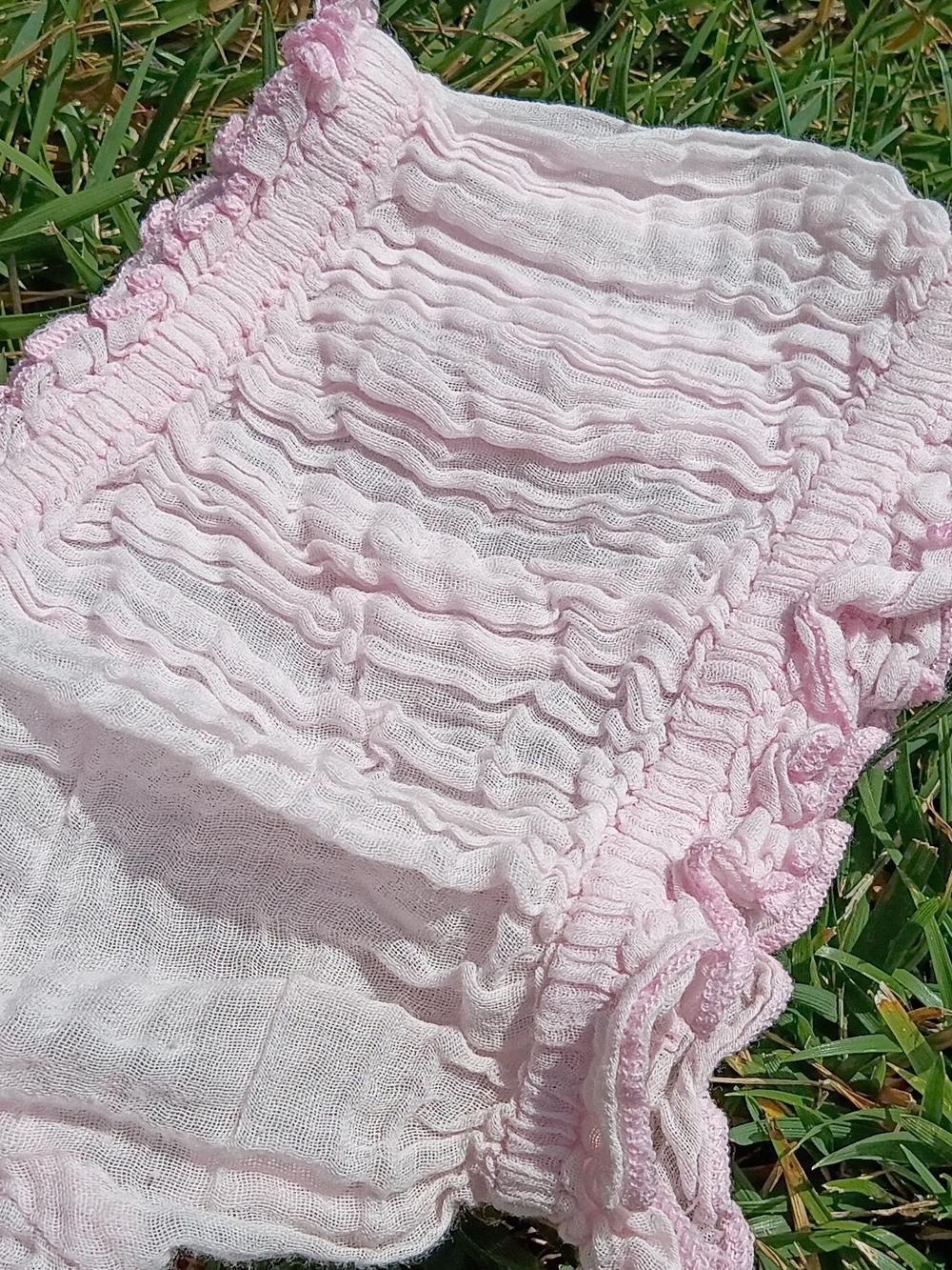 FP Coastal Cottage Smocked Gauze Crop Top Blush Pink Boho Beach Fairy Coquette M - Picture 5 of 8